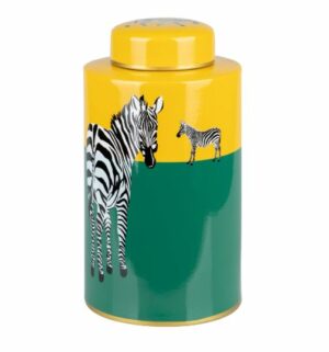 Pote zebra verde e amarelo