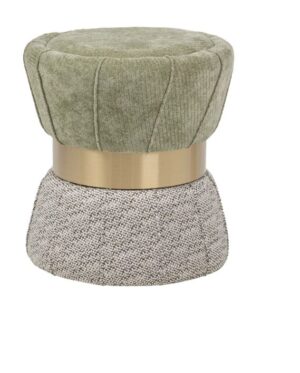 Puff verde/ gris em veludo