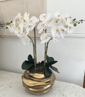 Vaso ceramica com orquídea 4 caules