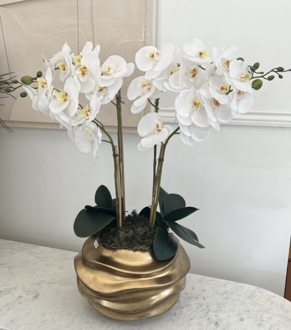 Vaso ceramica com orquídea 4 caules